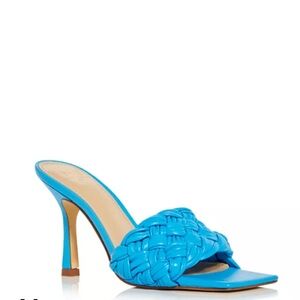 MARC FISHER Women's Draya Woven High Heel Square Toe Side Sandals.